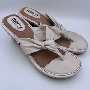 Born Shoes Wedge Sandals Wicker Comfort Casual Summer Beige Women's 39 8